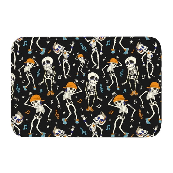 Kdxio Dancing Skeleton Party,16" x 24", Non-Slip Front Door Mats,Outdoor Welcome Mat Washable