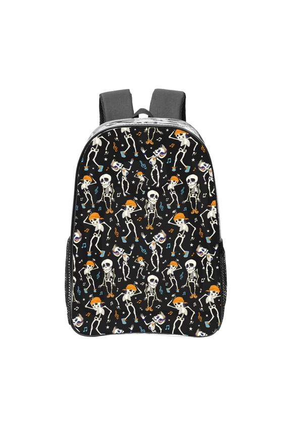 Dancing Skeleton Party Clear Backpack, Transparent Bookbag for School for Women Men, Capacity Clear Bag for College, Travel