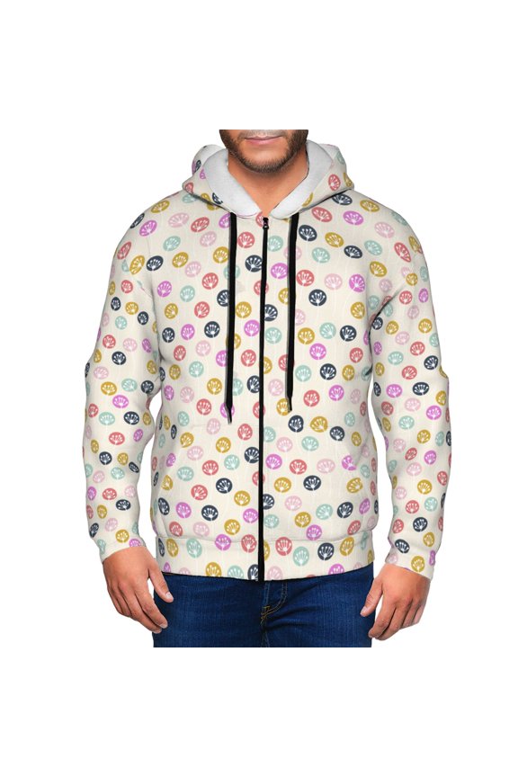 Dandelion Floral Print Men Hoodies Casual Hoodies for Men with Zip Pockets Full Zip Long Sleeve Sweatshirt Sports Hooded Jacket-XX-Large