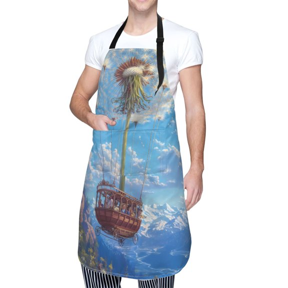 Kdxio Dandelion Hot Air Balloon Apron with Pockets Adjustable Kitchen Aprons for Men Women Waterproof Aprons for Cooking,Drawing,Crafting, Baking Household Cleaning