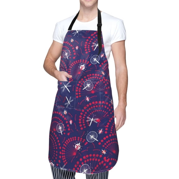 Kdxio Dandelions Flowers With Dragonflies Apron with Pockets Adjustable Kitchen Aprons for Men Women Waterproof Aprons for Cooking,Drawing,Crafting, Baking Household Cleaning