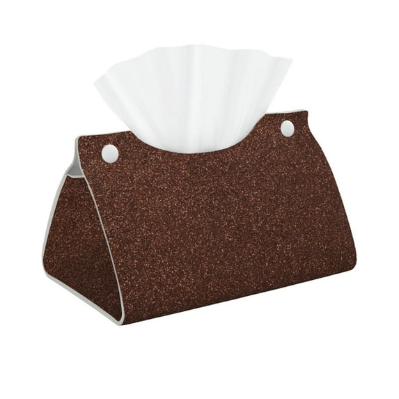Kdxio Dark Brown Glitter Print Tissue Box Cover,Modern PU Leather Rectangular Tissue Box Holder for Bathroom Living Room Bedroom Office Desk Car Home
