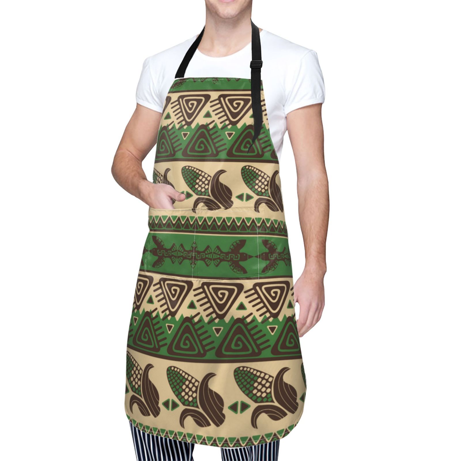 Kdxio Dark Green Vintage Corn Pattern Apron with Pockets Adjustable Kitchen Aprons for Men Women Waterproof Aprons for Cooking,Drawing,Crafting, Baking Household Cleaning