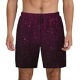 thumbnail image 1 of Kdxio Dark Purple Glitter Print Men's Swim Trunks with Compression Liner 7 Inch Inseam Quick Dry Swim Shorts, 1 of 5