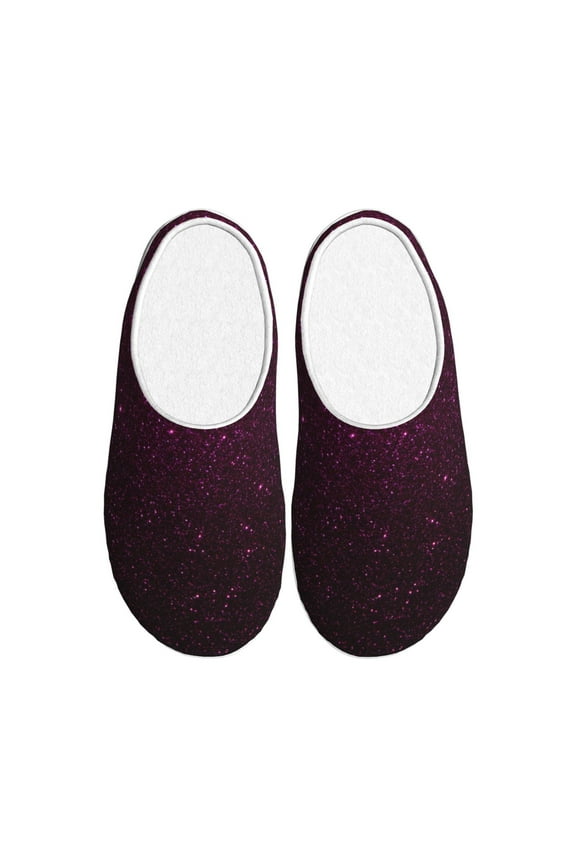 Dark Purple Glitter Women's Men's Slippers Plush Slip-On House Slipper for Winter Indoor Soft Cushion Non-slip Fluffy Slides Slippers-11