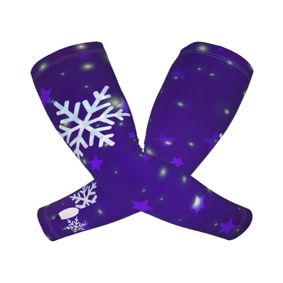 Kdxio Dark Purple Snowflakes Print UV Sun Protection Arm Sleeves - Tattoo Cover Up - Basketball Arm Sleeve UPF 50 Cooling for Men Women