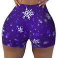 thumbnail image 1 of Kdxio Dark Purple Snowflakes Print Workout Shorts for Women Seamless Soft Smooth Gym Yoga Scrunch Active Shorts, 1 of 5