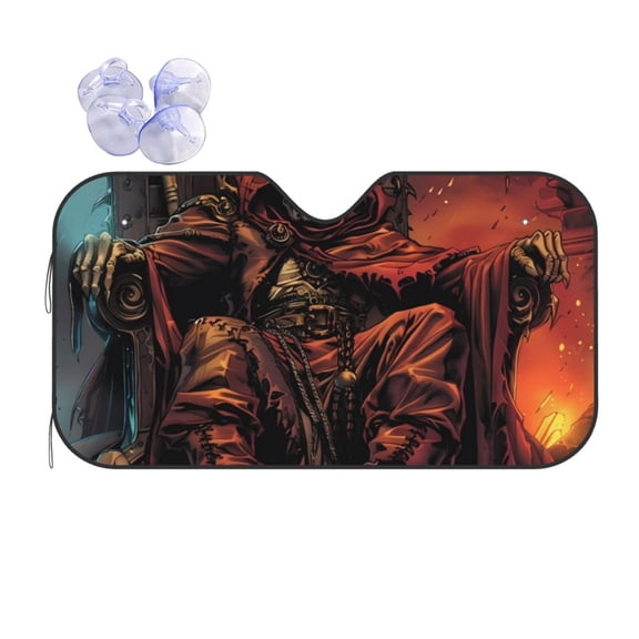 Kdxio Dark Skull King Throne Print Front Windshield Sun Shade,Folding Auto Sunshade for Car Truck SUV-Medium