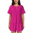 thumbnail image 1 of Kdxio Darkmagenta Print Pajamas Sets for Women Short-Sleeved Pjs with Lounge Shorts Two Piece Sleepwear S-4XL, 1 of 8