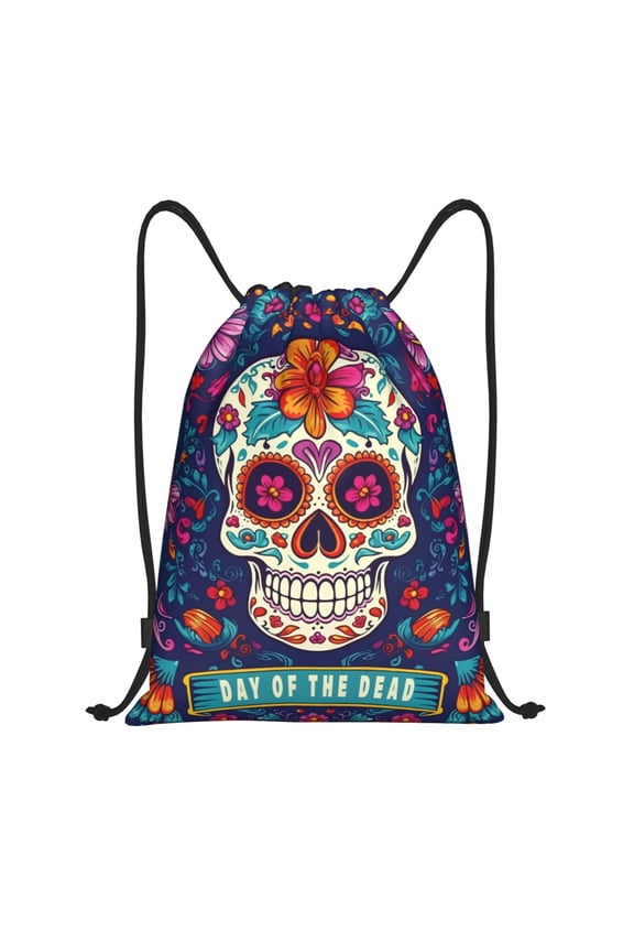 Dead Day Party Print Drawstring Backpack Bag,Waterproof Draw String Back Sack, Gym Drawstring Bags Swim Bag For Unisex