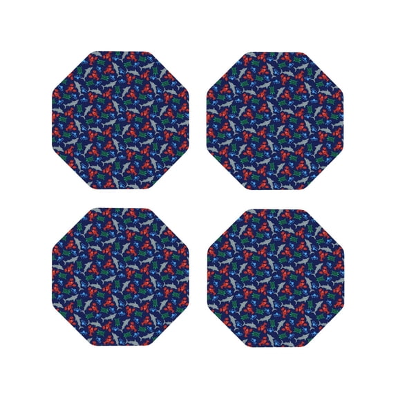 Kdxio Deep Down In The Ocean Funny Coasters,4 Pcs Leather Coasters,Housewarming Gifts,Protect Furniture from Water Marks Scratch and Damage