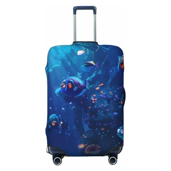 Kdxio Deep Sea Glowing Fishes Pattern Luggage Cover for Travel,Elastic and Durable,Fits 18-32 Inch,Anti-Scratch Suitcase Protector-No luggage included