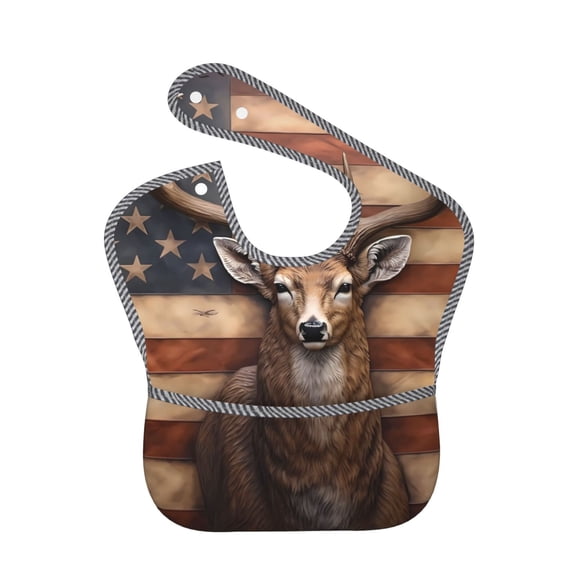 Kdxio Deer American Flag Wall Bibs For Babies, Baby Bibs for Eating, Toddler Bibs, Waterproof Bibs, Feeding Bibs, for Toddlers, Boys, Girls