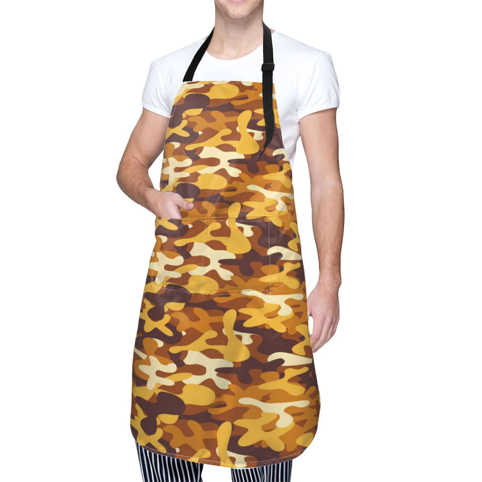 Kdxio Desert Camouflage Apron with Pockets Adjustable Kitchen Aprons for Men Women Waterproof Aprons for Cooking,Drawing,Crafting, Baking Household Cleaning