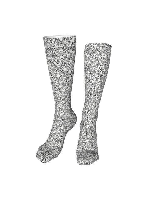 Dice Cubes Funny Silky Novelty Funky Long Knee High Socks Soft 3D Print Cosplay Crazy Stockings for Men Women