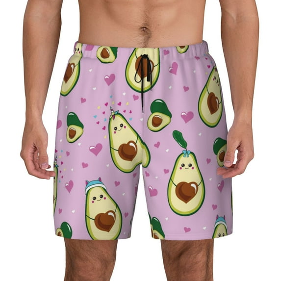 Kdxio Different Avocados Print Men'S Swim Trunks With Compression Liner 7 Inch Inseam Quick Dry Swim Shorts