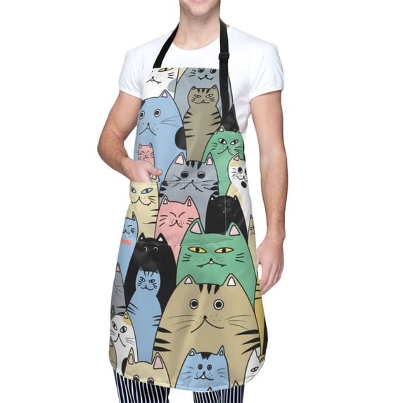 Kdxio Different Cats Apron with Pockets Adjustable Kitchen Aprons for Men Women Waterproof Aprons for Cooking,Drawing,Crafting, Baking Household Cleaning