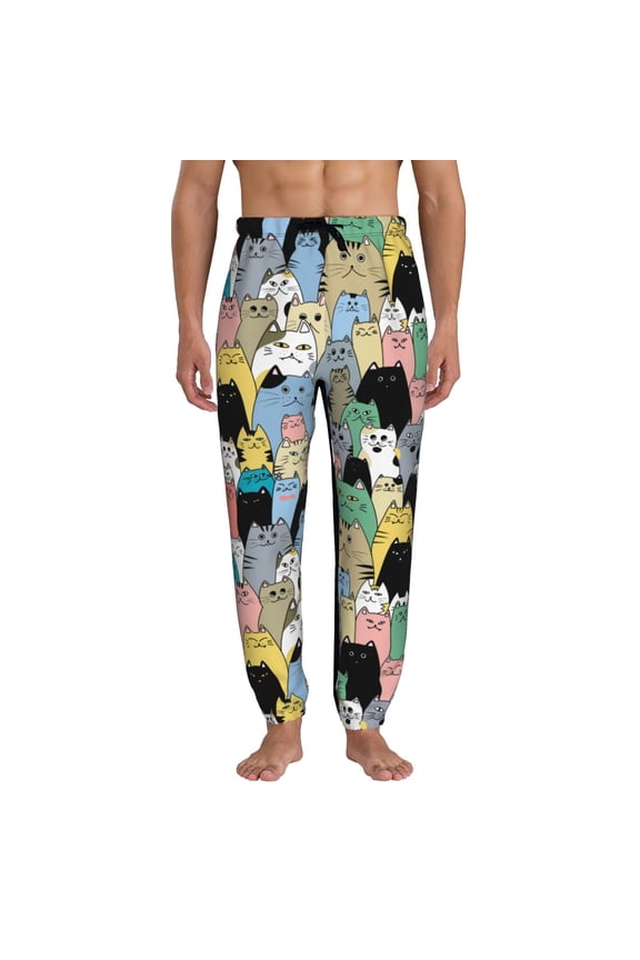 Different Cats Pattern Joggers,Sweatpants for Men with Pockets-3X-Large