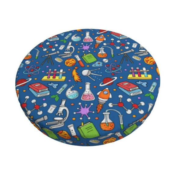 Kdxio Different Chemical Things Print Stool Covers Round,Stretch Round Bar Stool Covers Washable Bar Stool Cushion Slipcover for 12-15 Inch Chair