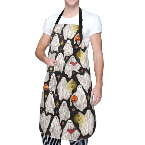 Kdxio Different Ghosts Apron with Pockets Adjustable Kitchen Aprons for Men Women Waterproof Aprons for Cooking,Drawing,Crafting, Baking Household Cleaning