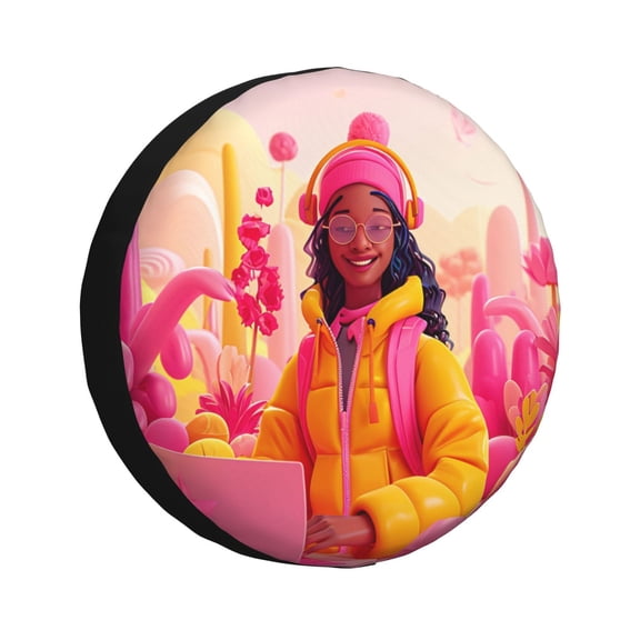 Kdxio Digital Nomad Pink Landscape for Tire Cover Wheel Protectors Tyre Covers Weatherproof Wheel Covers Universal Fit for Trailer Rv SUV Truck Camper Travel Trailers 15 inch