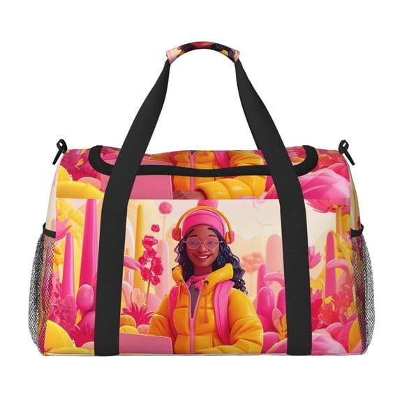 Kdxio Digital Nomad Pink Landscape Travel Duffel Bag Gym Bag Weekender Travel Bag Gym Bag for Women &Men Airplane Travel Essentials for Flying