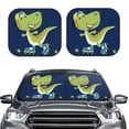 thumbnail image 1 of Kdxio Dino Playing Roller Skate,Cartoon Dinosaurs Print 2-Piece Sun Shade Front Windshield - Foldable Car Front Window Sunshades For Most Sedans Suv Truck, 1 of 6