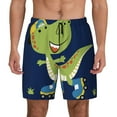 thumbnail image 1 of Kdxio Dino Playing Roller Skate Print Men'S Swim Trunks With Compression Liner 7 Inch Inseam Quick Dry Swim Shorts, 1 of 7