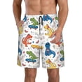 thumbnail image 1 of Kdxio Dinosaur Pattern Mens Casual Shorts - Drawstring Summer Beach Sports Shorts for Men, 1 of 9