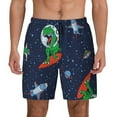 thumbnail image 1 of Kdxio Dinosaur Astronaut Space Surfing Print Men'S Swim Trunks With Compression Liner 7 Inch Inseam Quick Dry Swim Shorts, 1 of 7