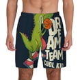 thumbnail image 1 of Kdxio Dinosaur Basketball Player Print Men'S Swim Trunks With Compression Liner 7 Inch Inseam Quick Dry Swim Shorts, 1 of 7
