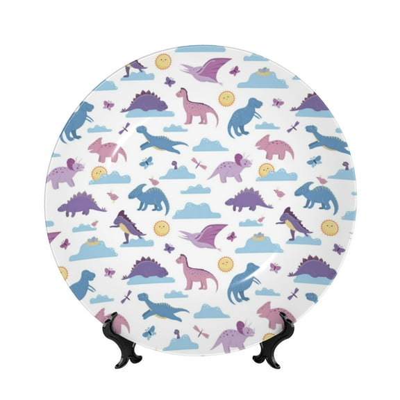 Kdxio Dinosaur Bone China Decorative Plate Ceramic Decorative Plate for Home Office Wall Stand Decorative Plates for Home Bedroom-7in