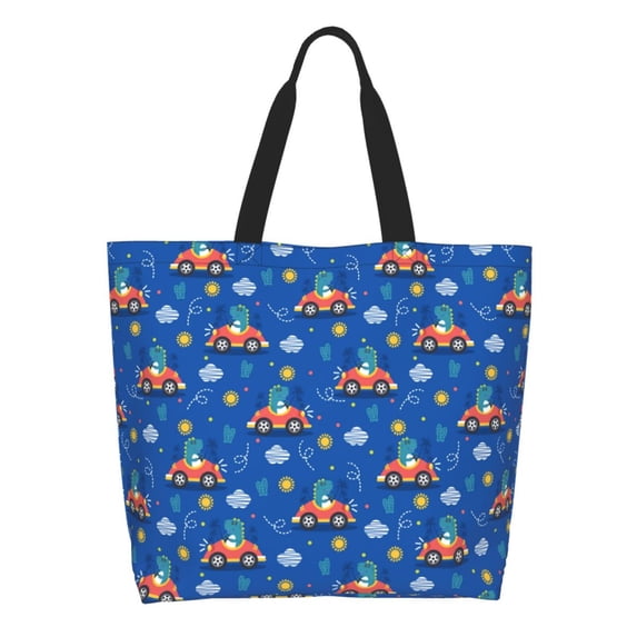 Kdxio Dinosaur Driving Casual Tote Bags Women Big Capacity Shoulder Bag for Women Travel Shoulder Bags Handbags