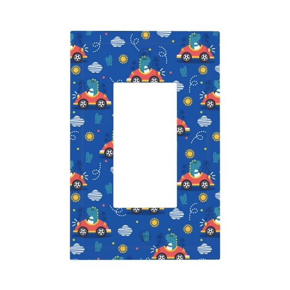 Kdxio Dinosaur Driving Decorator Light Switch or Receptacle Outlet Wall Plate Decorator Wall Plate Child Safe Outlet Cover-Style U