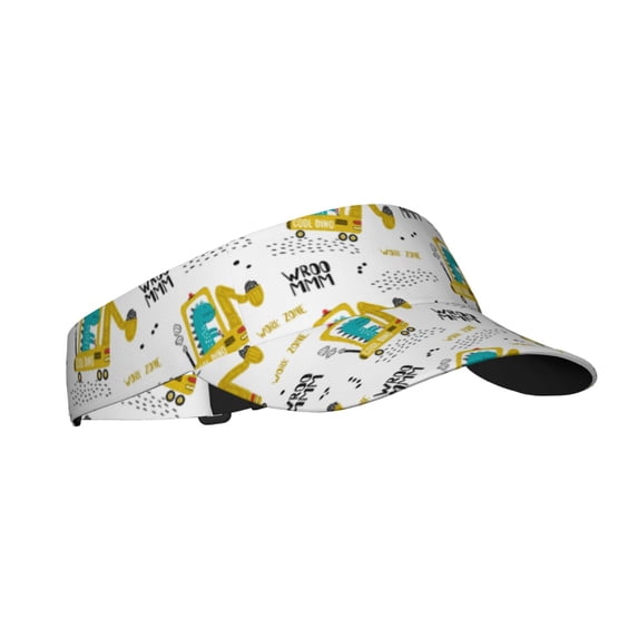 Kdxio Dinosaur On Excavator Print Sun Visor Hat Golf Visor Adjustable Velcro Outdoor Sports Cap For Men Women