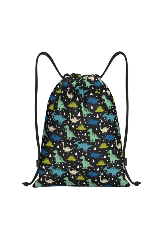 Dinosaur Print Drawstring Backpack Bag,Waterproof Draw String Back Sack, Gym Drawstring Bags Swim Bag For Unisex
