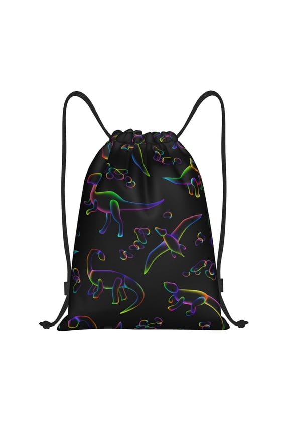 Dinosaur Print Drawstring Backpack Bag,Waterproof Draw String Back Sack, Gym Drawstring Bags Swim Bag For Unisex