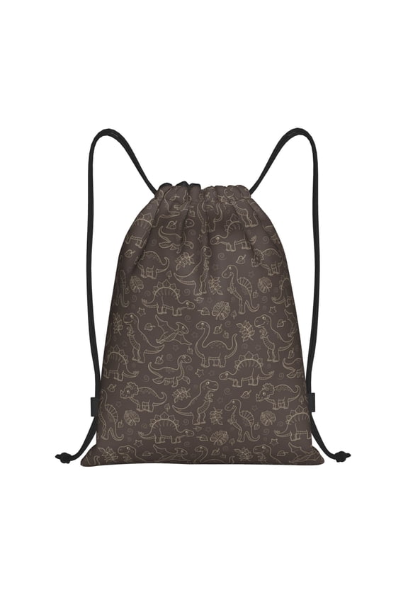 Dinosaur Print Drawstring Backpack Bag,Waterproof Draw String Back Sack, Gym Drawstring Bags Swim Bag For Unisex