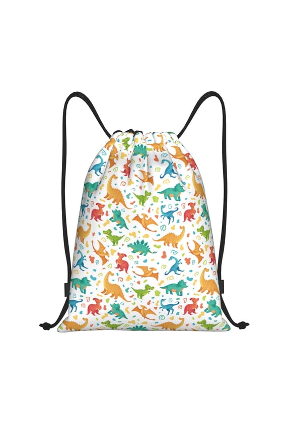 Dinosaur Print Drawstring Backpack Bag,Waterproof Draw String Back Sack, Gym Drawstring Bags Swim Bag For Unisex
