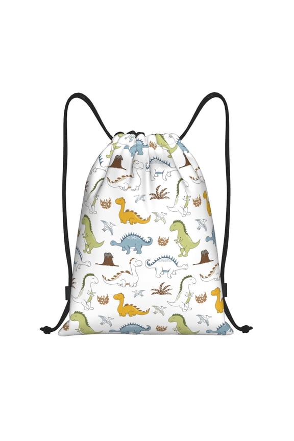 Dinosaur Print Drawstring Backpack Bag,Waterproof Draw String Back Sack, Gym Drawstring Bags Swim Bag For Unisex