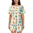 thumbnail image 1 of Kdxio Dinosaur Print Pajamas Sets for Women Short-Sleeved Pjs with Lounge Shorts Two Piece Sleepwear S-4XL, 1 of 9