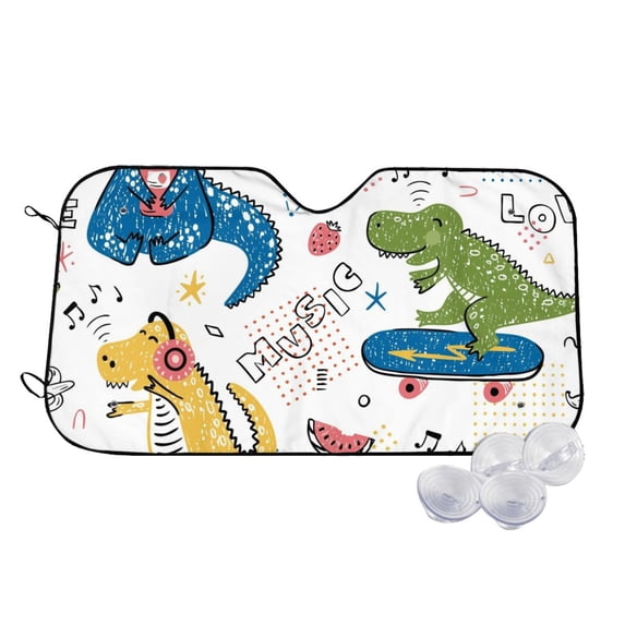 Kdxio Dinosaur Print Windshield Sun Shade,UV Rays and Sun Heat Protection,Sunshade for Car Windshield,Car Shade Front Windshield - Small
