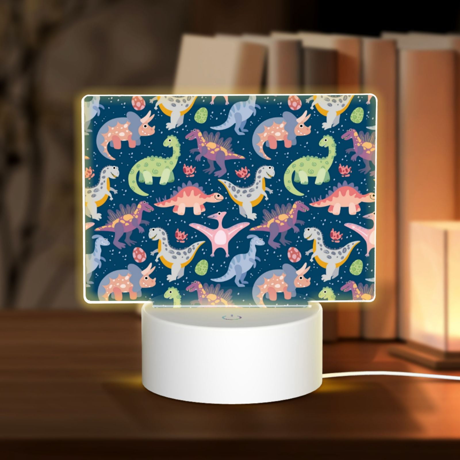 Kdxio Dinosaur Rectangular Acrylic Night Light Acrylic Sleep Night Light Friend Gifts for Birthday Gifts for Women Teens Boys Girls