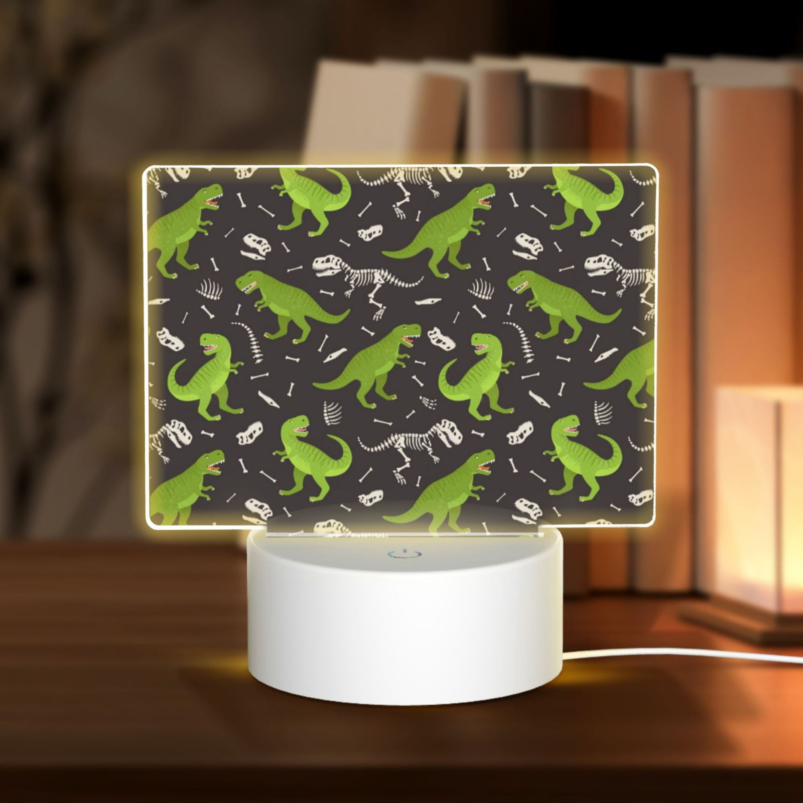 Kdxio Dinosaur Skeleton Rectangular Acrylic Night Light Acrylic Sleep Night Light Friend Gifts for Birthday Gifts for Women Teens Boys Girls