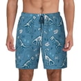 thumbnail image 1 of Kdxio Dinosaur Skull Print Men's Swim Trunks with Compression Liner 7 Inch Inseam Quick Dry Swim Shorts, 1 of 7