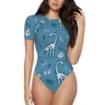 thumbnail image 1 of Kdxio Dinosaur Skull for Women's Short-Sleeved Onesie Stylish Round Neck Pajamas Bodysuit Jumpsuit Nightwear-Large, 1 of 7