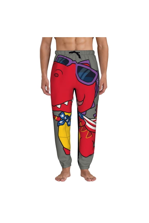 Dinosaur Super Hero Cartoon Pattern Joggers,Sweatpants for Men with Pockets-XX-Large