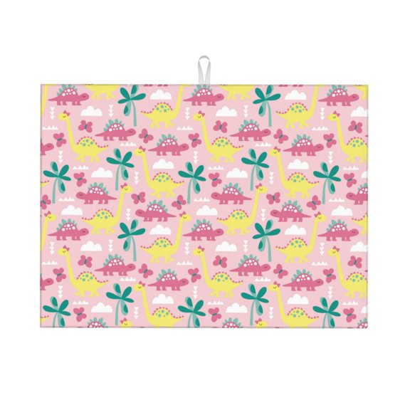 Kdxio Dinosaur for Dish Drying Mat,24*18 inch Absorbent Dish Drainer Kitchen Counter,Large Size Dish Drying Pad for Countertops,Draining Racks