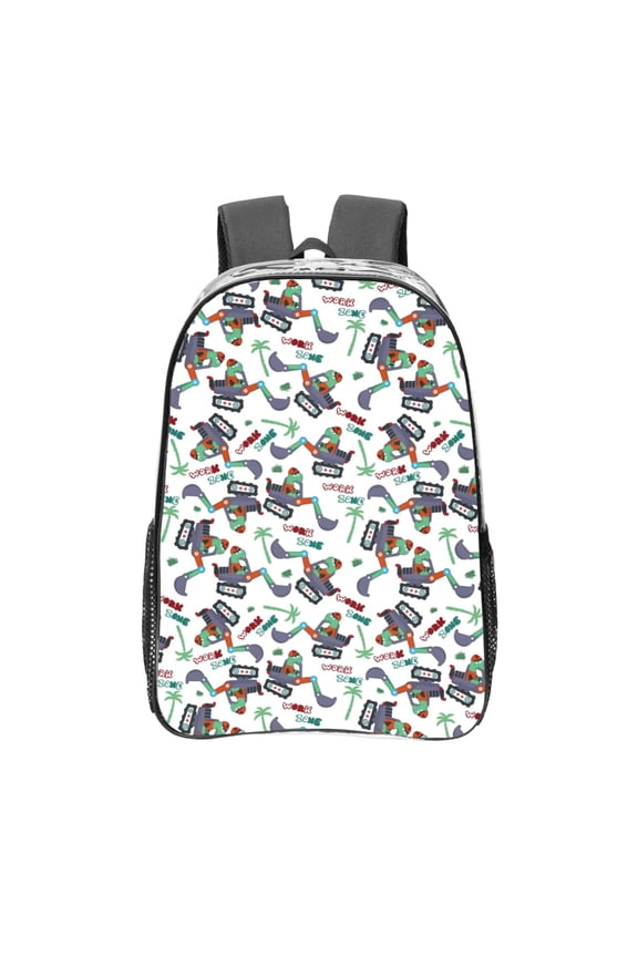 Dinosaur on Excavator2 Clear Backpack, Transparent Bookbag for School for Women Men, Capacity Clear Bag for College, Travel