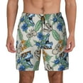 thumbnail image 1 of Kdxio Dinosaurs And Leaves Print Men's Swim Trunks with Compression Liner 7 Inch Inseam Quick Dry Swim Shorts, 1 of 7